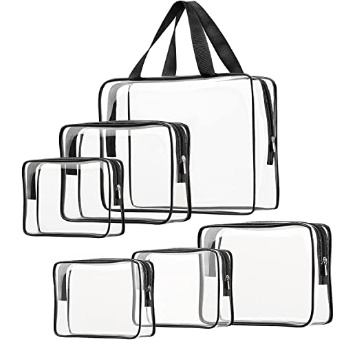 6pcs Crystal Clear Cosmetic Bags TSA Approved Travel Makeup Toiletry Bag