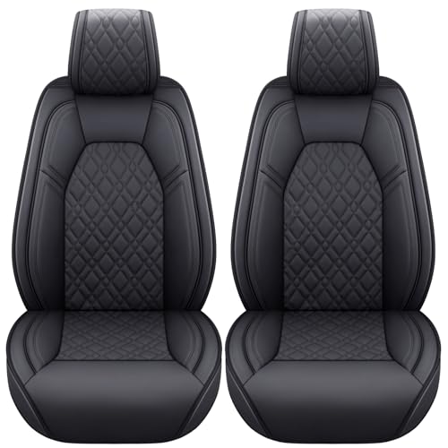 Image of Aierxuan Front Car Seat Covers for Dodge Ram with Waterproof Leather(Black)