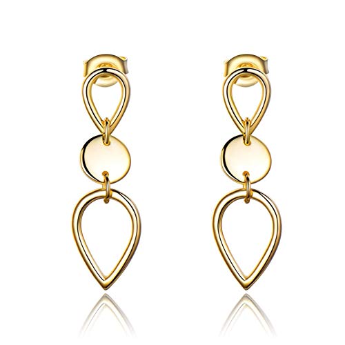 Boucles d'oreilles pendantes argent 925 femme avec pendentif cercle larme pour oreilles percées