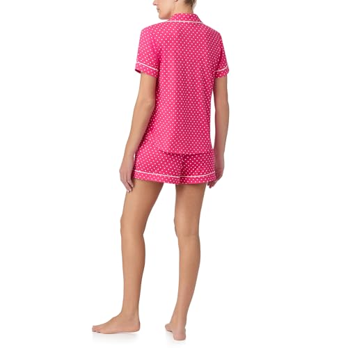 Image of kate spade new york Short Sleeve Brushed Jersey Notch Boxer Pajama Set