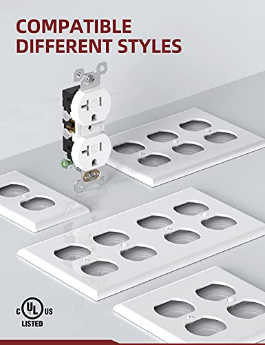 Aida Duplex Electrical Receptacle Outlets, 20Amp 125V Wall Outlet, Residential, Tr, 3-Wire, Self-Grounding, Ul Listed, Push & Side Wire, White (10 Pack) #TOP4