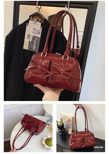 Sister Amy® Vintage Bow Shoulder Bag - Japanese Kawaii Tote Handbag Y2K Retro Style Faux Leather Crossbody Purse2