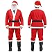GLOSKIN Weihnachtsmann Kostüm,7-Teiliges Weihnachtskostüm Herren-Set für Erwachsene, mit Nikolaus Bart,Mütze,Schuh, Kleidung,Hosen,Gürtel und Geschenktüten