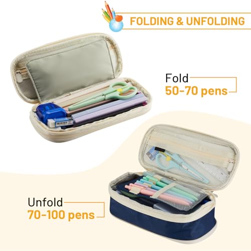 Sonuimy PENCIL CASE POUCH Cute Aesthetic Big Capacity Zipper Pencil Cases Pen Portable Office Stationery Makeup Bag, Desk Organizer thumb #2