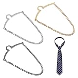 3 Pcs Tie Chain For Men Ties Clips For Men Tie Tacks For Mens Unique Suit Chain For Men's Gold Silver Black Fashion Necktie Clips Chains Accessories With Ring Clasps For Neckties Vests Trousers
