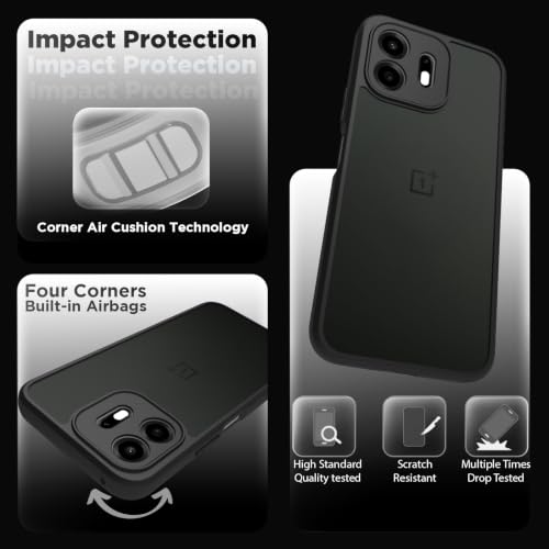 Image of RIGGEAR Shockproof Sleek Hybrid Armor Back Cover Case for OnePlus N6 5G (Smoke Black Matte PC + Black TPU Bumper)