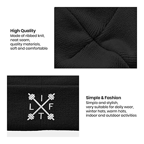 Image of Embroidery Goth Beanie Knit Hats for Men & Women, Embroidery Winter Hats Skull Cap