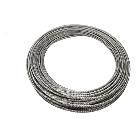 120 Feet 1/8 Inch T316 Stainless Steel Aircraft Wire Rope Cable for DIY Railing, Decking, 7x7 Strands Construction Cover