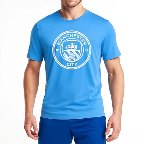 Icon Sports Official Manchester City FC Cotton T-Shirt - Unisex Adult - MC163CT Light Blue L