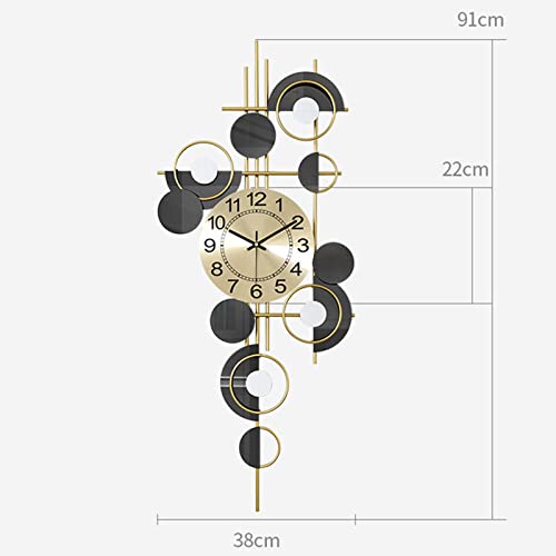 Horloge murale silencieuse à quartz avec décoration en métal moderne - 5