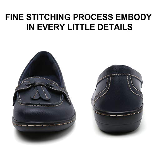 Image of Maichal Loafers for Women Slip On Comfort Leather Tassel Dress Shoes