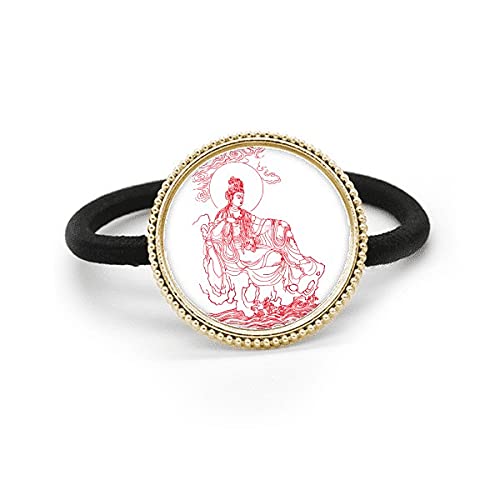 Coletero de metal plateado con ilustración de Guanyin roja