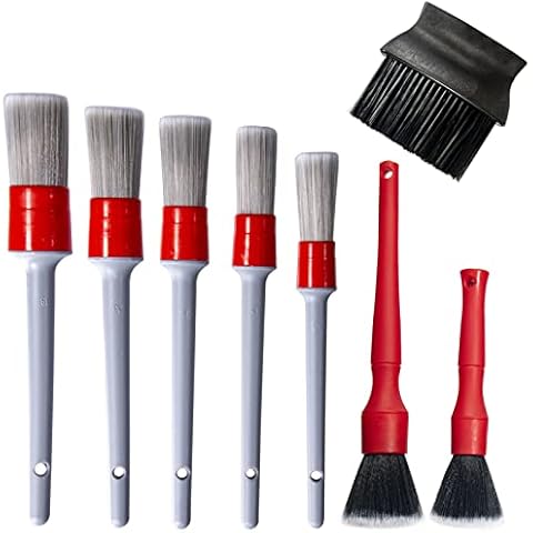 Automotive Interior Brush, Car Cleaning Brushes Duster, Clean Interior or Exterior, Wheels, Tires, Engine Bay, Leather Seats, Car Detailing Kit, Detailing Brush Red Cover