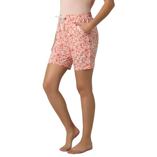 Image of Amante Womens Pink Cherry Printed Relaxed Fit Sleep Shorts