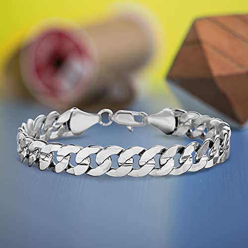 Nautica 2.3Mm 8.5 Inch Miami Cuban Chain Bracelet For Men Or Women In Rhodium Plated Brass #TOP1