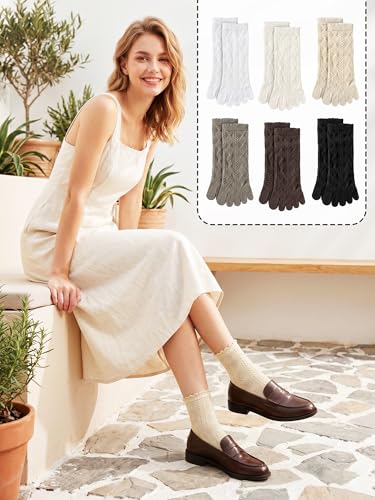 Image of Fourluoo 6 Pair Women Toe Socks Cotton Cute Ruffle Crew Socks with Separated Toes Five Ankle Socks for Women Men Athletic