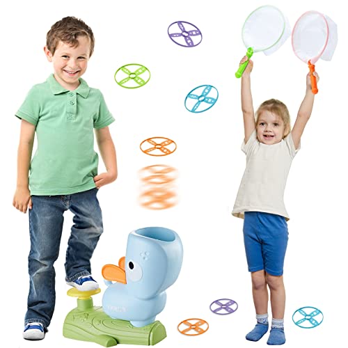 Kuthsic Indoor Outdoor Toys For Kids,Outside Toys Launch Flying Saucer With 8 Flying Saucers 2 Net Pockets Sports Toys For 4 5 6 7 8 9 10 11 12 Year Old Boys Gift For Birthday Christmas New Year(Blue) #TOP4