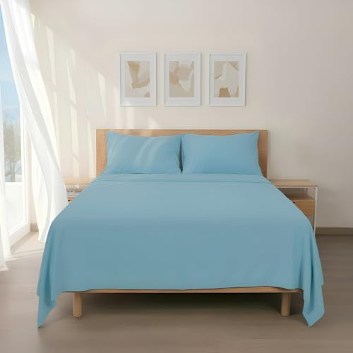 Parure de Drap pour Lit de 150x190/200cm, Parure de Lit Double 100% Microfibre, Ensembre de Respirant Doux au Toucher - Comprend 1 Drap plat, 1 Drap-Housse et...