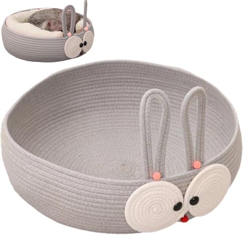 Lit pour chat tissé à la main respirant et nid rond pour le sommeil des animaux
