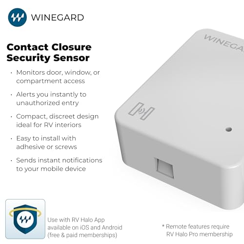 Image of Winegard HS‑CC01 Contact Sensor - Smart RV Door Window Monitor - Bluetooth Wireless Connectivity - CR123A Battery Long Life - for RV Halo Smart System - White