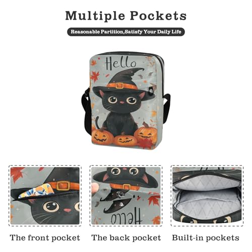 Halloween Cat cute messenger bag Crossbody Bags For Women Cross Over Purse Adjustable Strap for business work2