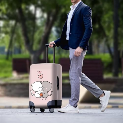 Image of Mumeson Girls Womens Travel Luggage Cover Cartoon Cat Pink Suitcase Protecert Cover Case Holiday Travel Dust-proof Suitcase Cover for 30 31 32 inches