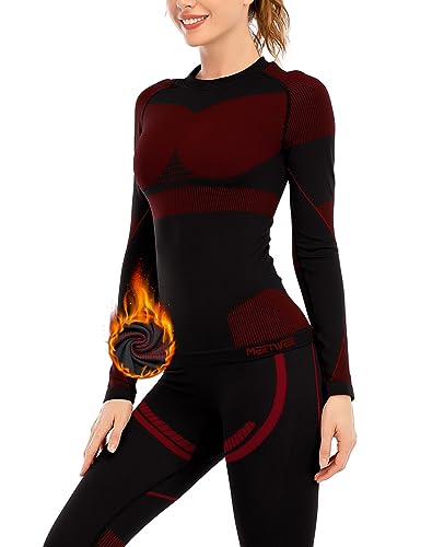 MEETWEE Damen Thermounterwäsche Set, Skiunterwäsche...