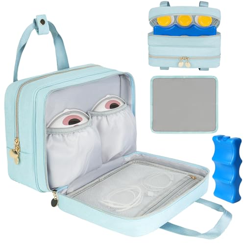 Image of Wearable Breast Pump Bag with Cooler Compartment,Breast Milk Pump Travel Bag Compatible with Willow,Elvie,Medela Pump&Momcozy M5/S12 Pro, Carrying Case for Pump Parts and Bottles,Blue
