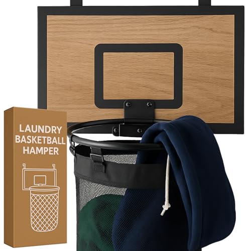 ActiveJoy Basketball Laundry Hamper with Wooden Backboard