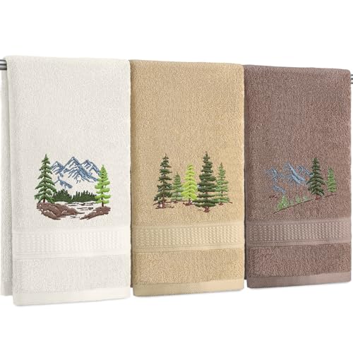 Hillsuren 3 Pcs Mountain Hand Towels Farmhouse Decorative Bathroom Towels