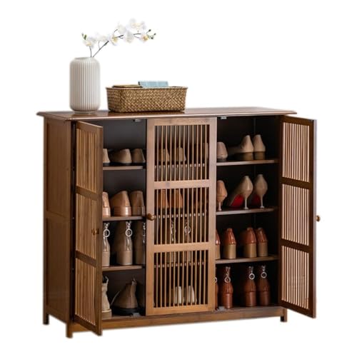 Banco de zapatos de entrada con cojín de cuero, banco de almacenamiento de madera vintage, zapatero de 3 niveles para pasillo, muebles de decoración del hogar