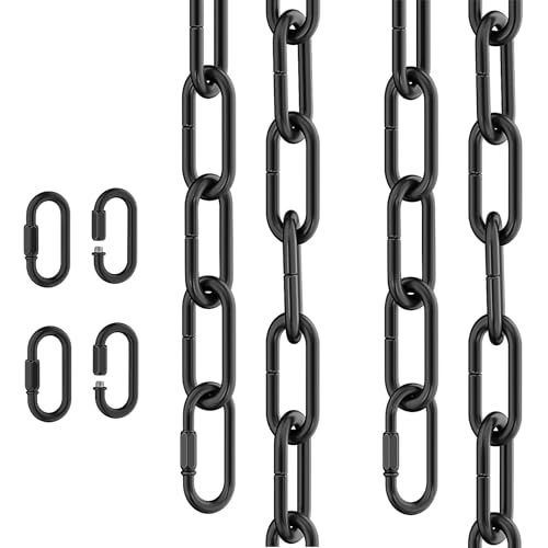 Image of garini 2P 3 Feet Industrial Black Light Fixture Chain, Metal Pendant Chandelier Chain
