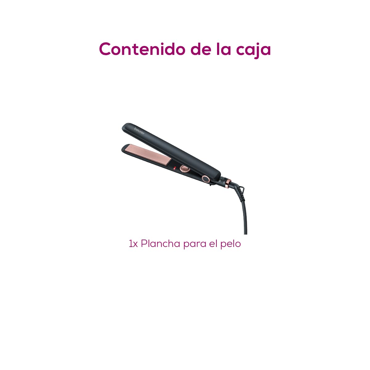 Beurer HS 30 - Plancha de cabello, color negro y cromado
