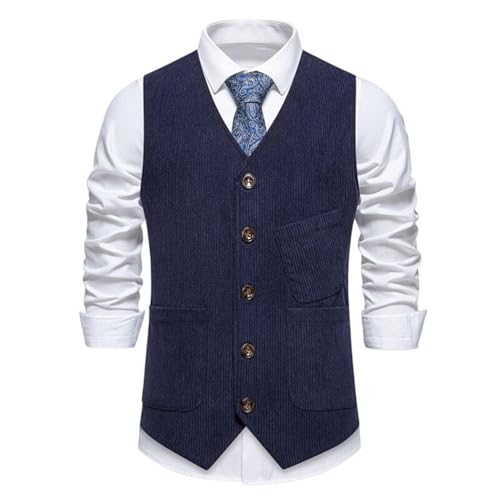 Chaleco de pana YEBAITOU para hombre con doble botonadura elegante para vestir