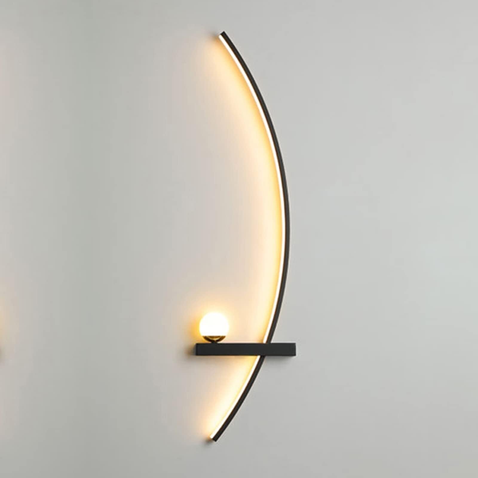 BJKYTMLM Modern LED Wall Lamps, Nordic Minimalist Creative Wall Sconce for Living Room Backgroud Decor Indoor Metal Lighting,Black,85cm Right(70R,85cm Right)