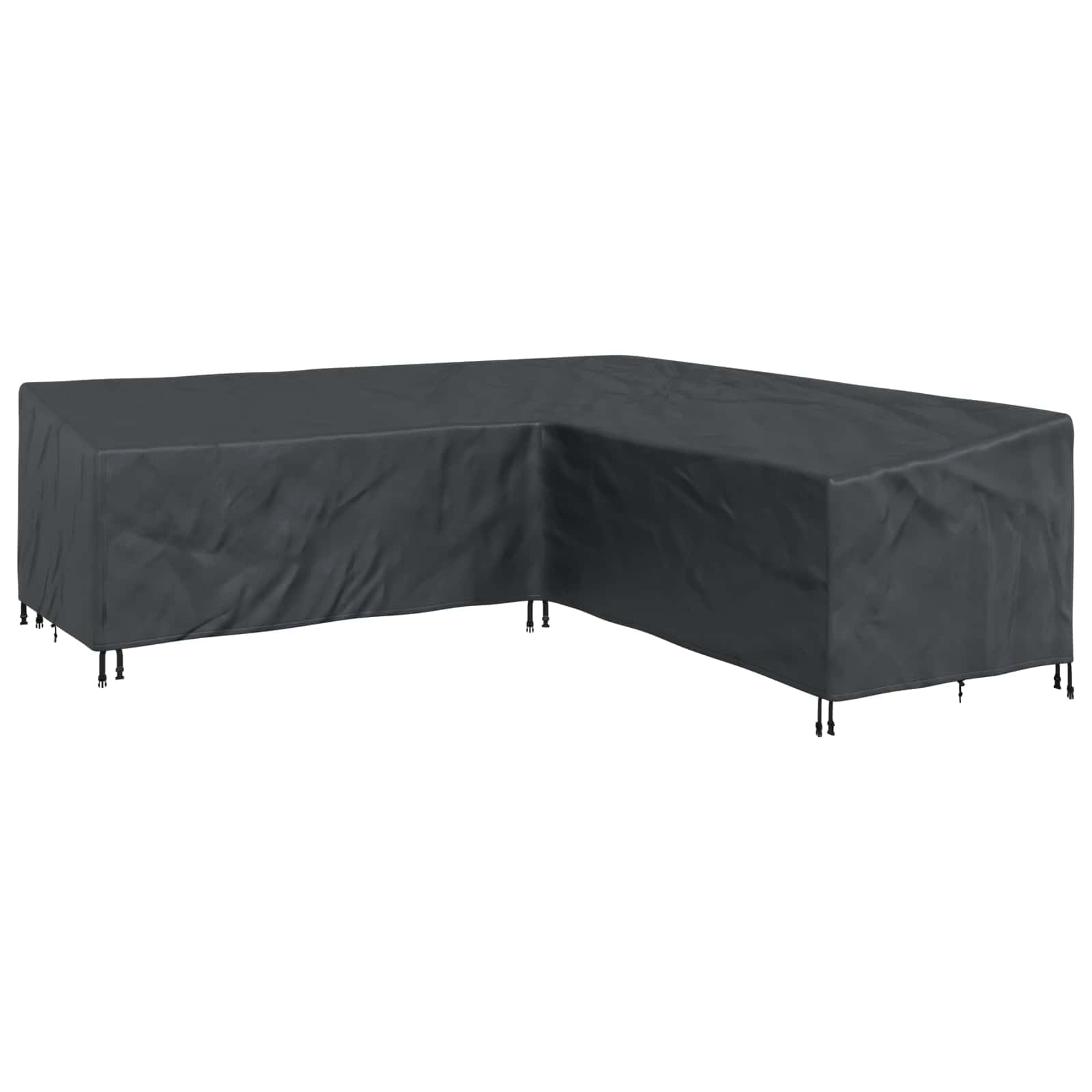 Modern L-Shaped Outdoor Furniture Cover, 420D Oxford Fabric with PU Coating, Waterproof Black Cover for Garden Terrace, Snap Closure Design