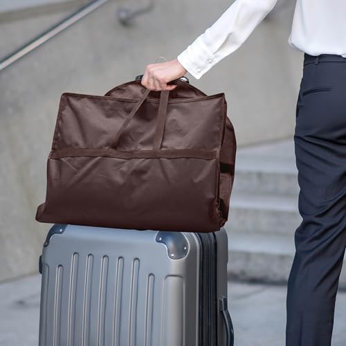 Image of Lazebox 43 inch Travel Garment Bag with Accessories Zipper Pocket, Heavy Duty Suit Bag for Suits, Tuxedos, Dresses, Coats, Brown, 1 pack
