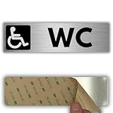 LEIASA | Schild Barrierefreies WC - 5 x 18 cm - Stärke 0,8 mm - Aluminium - Selbstklebende Platte - Rollstuhlsymbol - Zugängliche Toilette - (Behinderten-WC)