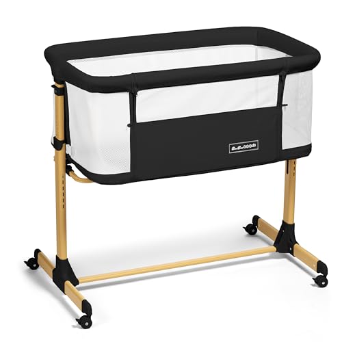 Image of 3 in 1 Baby Bassinet with Wheels, Portable Bedside Sleeper for Baby with 6 Adjustable Heights and Foam Mattress, Baby Bedside Crib for Newborns and Infants