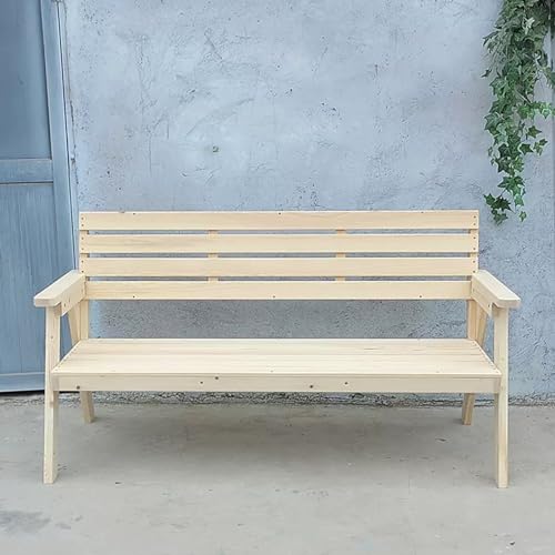 Banc de jardin en bois massif à lattes pour 2 personnes couleur naturelle - 2