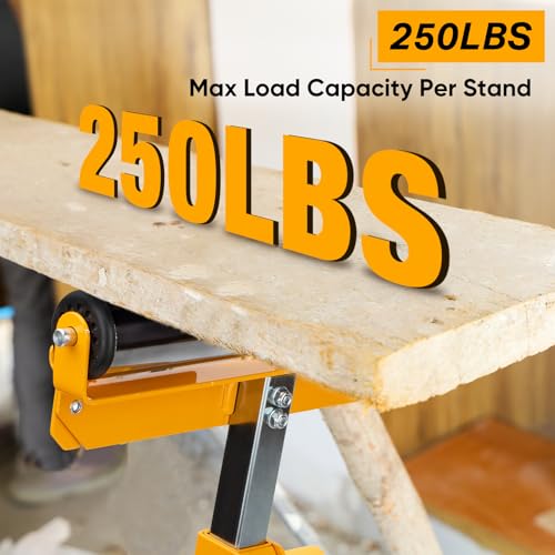 Shall 2-Pack Folding Roller Stand - Heavy Duty 250 LBS Load Capacity - 27.8-43'' Adjustable Height - for Table Saw Outfeed Woodworking 7 Shall 2-Pack Folding Roller Stand - Heavy Duty 250 LBS Load Capacity - 27.8-43'' Adjustable Height - for Table Saw Outfeed Woodworking - Image 7