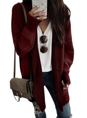 Image of Sidefeel Cardigan Sweaters for Women 2026 Fall Outfits | Soft Cozy Warm Cardigans, Checkered Long Sleeve Open Front, Chunky Knit Oversized Sweater Coats, Casual Office Wear