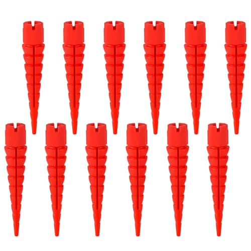 12pcs Wood Wall Anchor Plugs, Door Hinge Hole Repair Kit Stripped Screw Hole Repair Kit Screw Hole Repair Kit Fits Wood Screws Sizes #2 to #16 for Wood Hollow Door Fixing Stripped Screw Holes(Red)