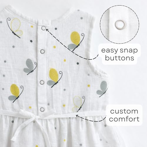 Image of The Boo Boo Club Girls Cotton Muslin Printed Dress | Short Sleeve Knee-Length Summer Girls Frock | Soft Breathable