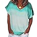 Elesoon Camiseta de verano para mujer con teñido degradado, color degradado, talla grande, manga corta, blusa suelta, A-azul, 44