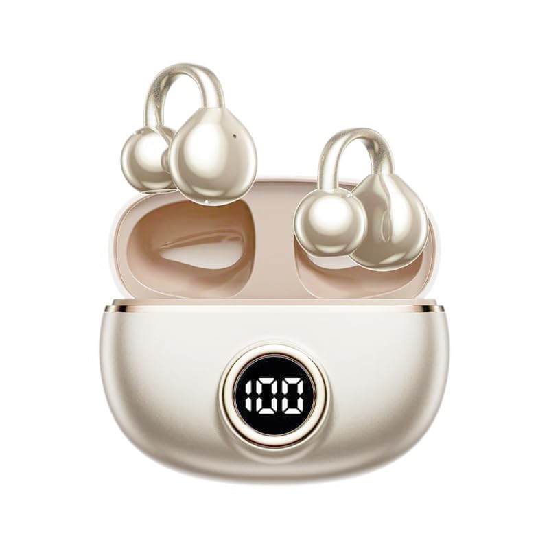 ACEMO Bluetooth Headphones Wireless Earbuds Earphones HiFi Stereo 40H Playtime Open-Ear Earbud Ear Clip with LED Power Display Waterproof Fitness