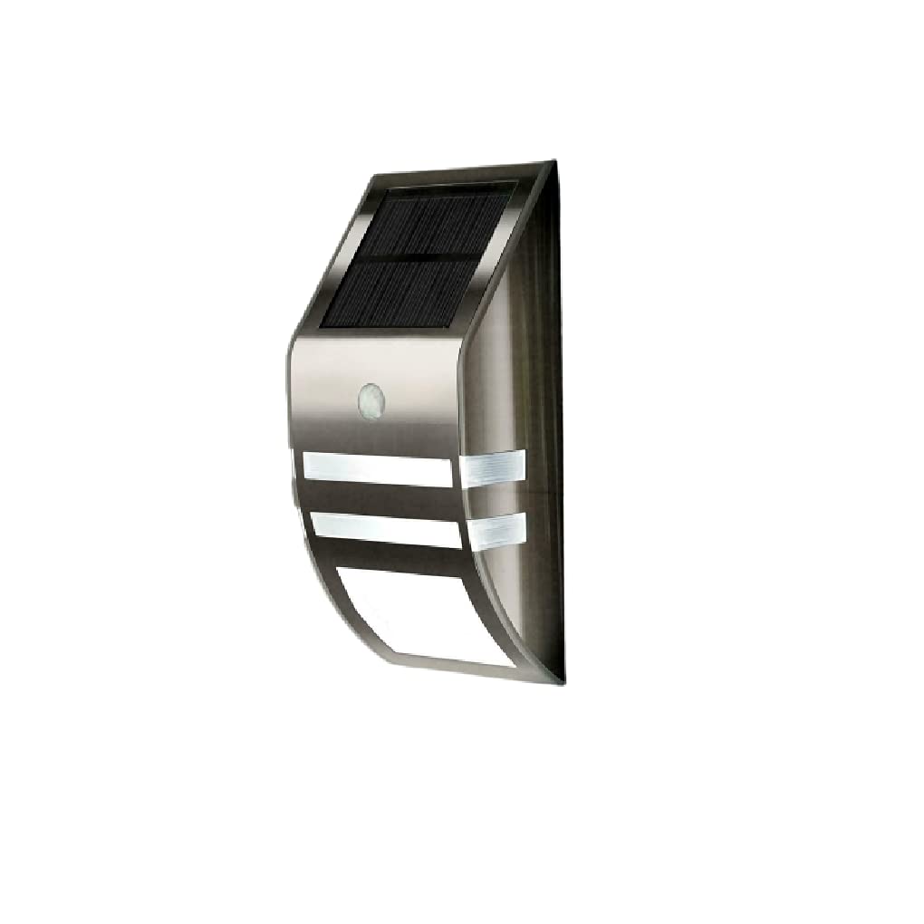 Optimal Products Solar Decking Motion Sensor Garden Lights Wall Patio Fence Waterproof LED Light Post Lights Dec Lights Stake Lights (Motion Sensor LED Stainless Steel)