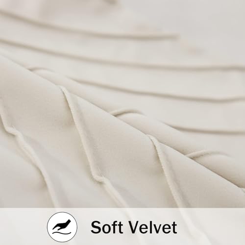 Image of Velvet Throw Pillow Covers 24x24 inch Pack of 2 Gold Decor Beige