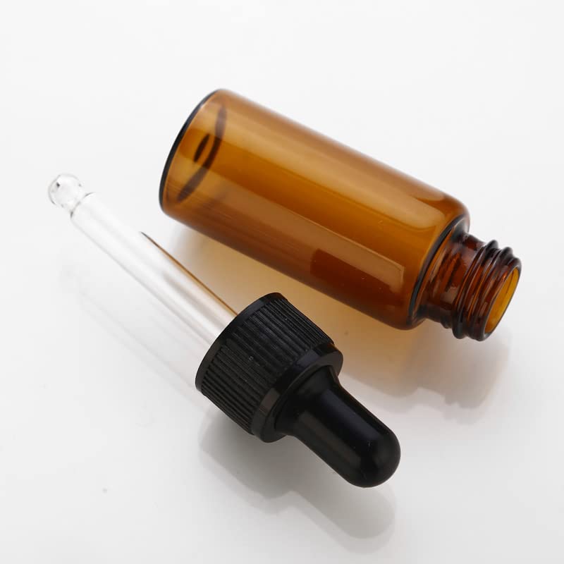 50 teile/los 5 ml 10 ml 15 ml 20 ml Braunglas Tropfflasche Gläser Fläschchen Mit Pipette Für Kosmetisches Parfüm Ätherisches Öl Flaschen-20 ml,Silber