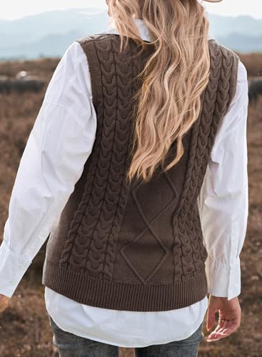 Image of EVALESS Oversized Sweater Vest for Women V Neck Sleeveless Solid Color Loose Pullover Sweater